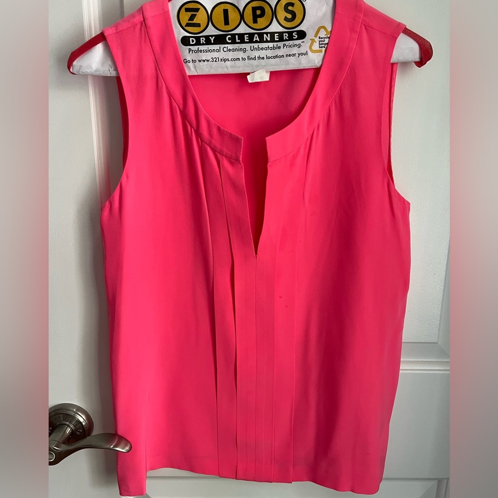 Kate Spade Pink Silk Split Neck Shell